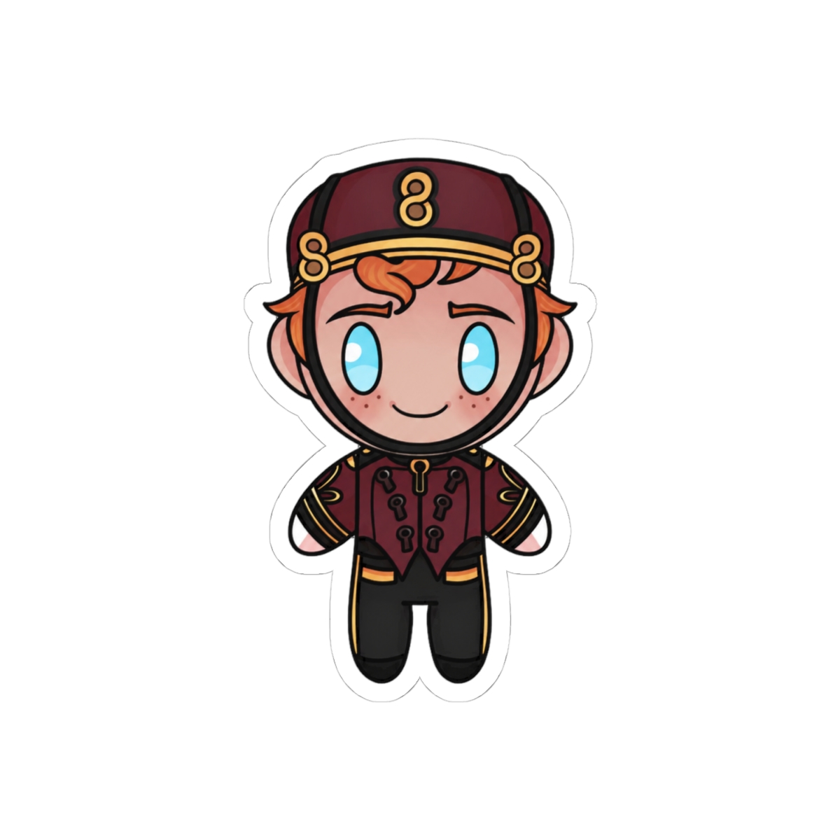 Mini Doorman Cute Charm Sticker | Vintage Hat Tip Vinyl Decal - alternate angle 1, merchandise